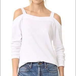 Anthropologie Sol Angeles Ivory Cold Shoulder Waffle Knit Top Size XS